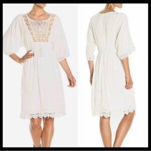 Ella moon kimono sleeve lace trim dress